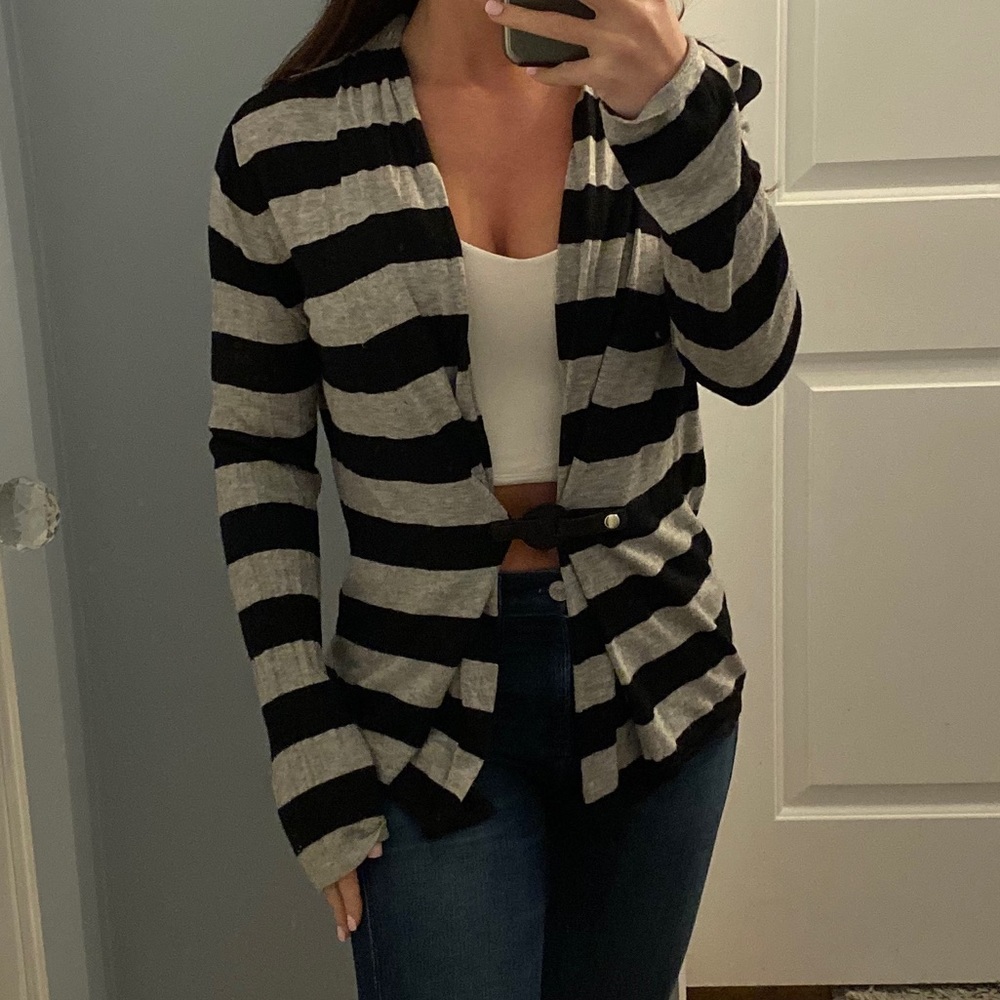 August Silk Black & Grey Cardigan